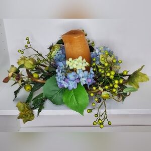 Nearly Natural Hydrangea Candle Holder Centerpiece, Candle NOT Included
